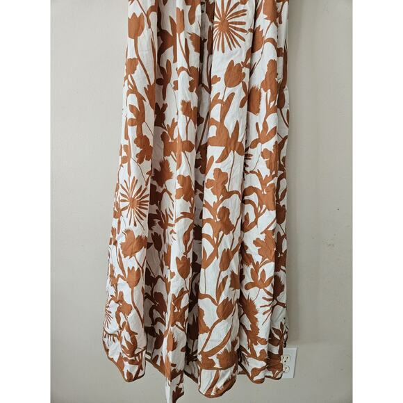 Bobbles and Lace Women’s Maxi Dress Large Sleeveless Halter Brown White Floral - Picture 2 of 12